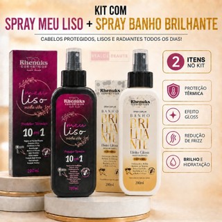 Kit Spray Capilar Meu liso + Spray Capilar efeito GLOSS MULTIFUNCIONAL BANHO BRILHANTE 200ml cada