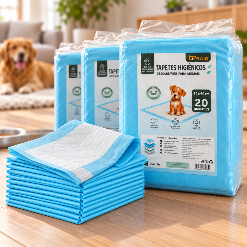 Tapete Higiênico Descartável Para Cachorro 20/40/60/80un Fraldas Pet  60x60cm