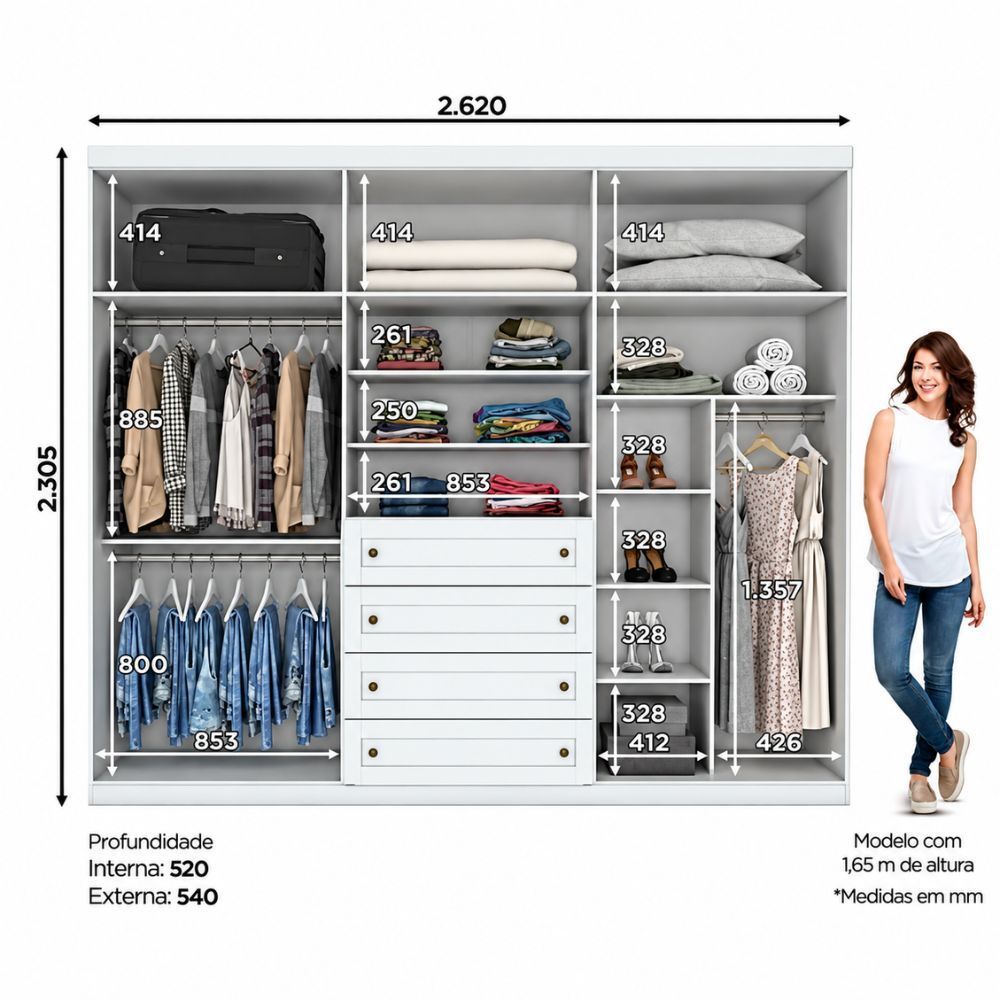 Guarda Roupa Casal 6 Portas 4 Gavetas Americano Henn · foto 2