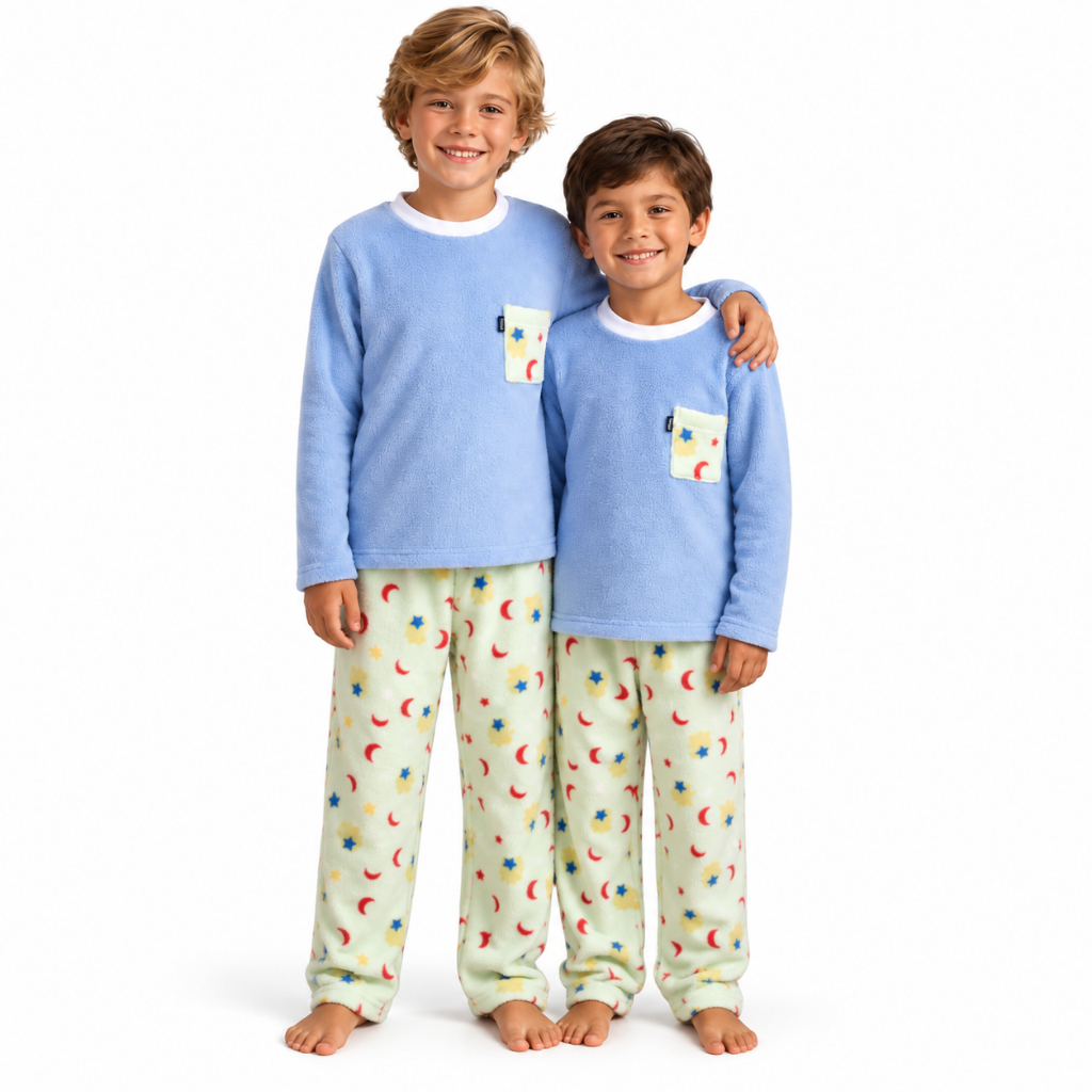Conjunto Pijama Infantil Fleece Inverno Quentinho Ultrasoft Criança Frio Escola Sortido Menino