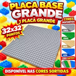 Placa Base para Blocos de Montar Compatível – Base Grande para Construção Infantil Criativa