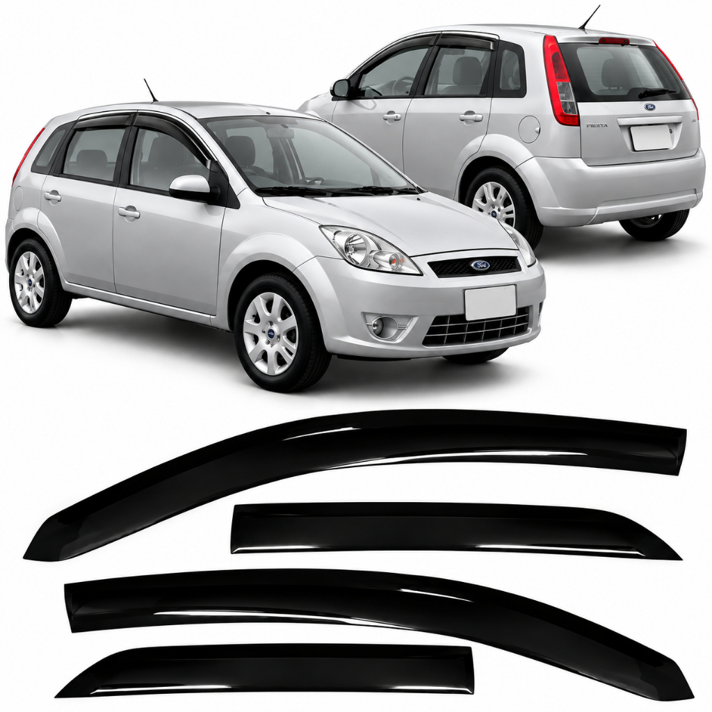 Calha Chuva FIESTA AMAZON HATCH E SEDAN 2003 Até 2013 4 portas INTEIRIÇA KIT AUTOCOLANTE