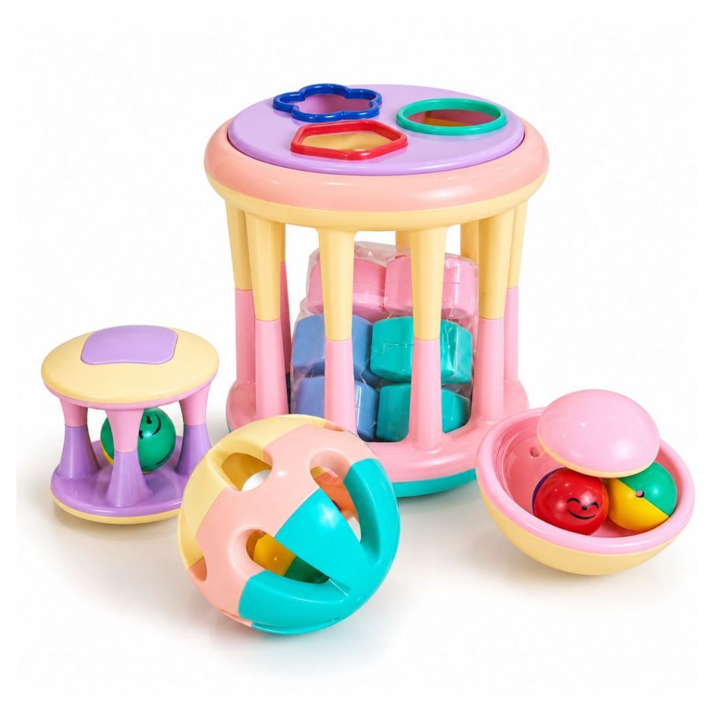 Chocalho para Bebê | Sensorial Interativo – Brinquedos Educativos de Encaixe e Coordenação Motora