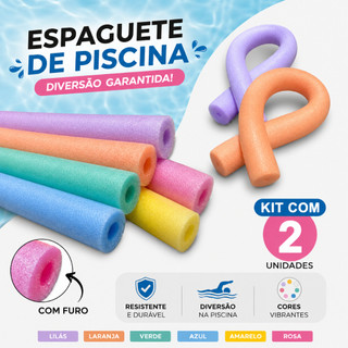 Kit 2 Boia Espaguete Piscina Macarrão Natação Flutuador Infantil Adulto Furo Varias Cores