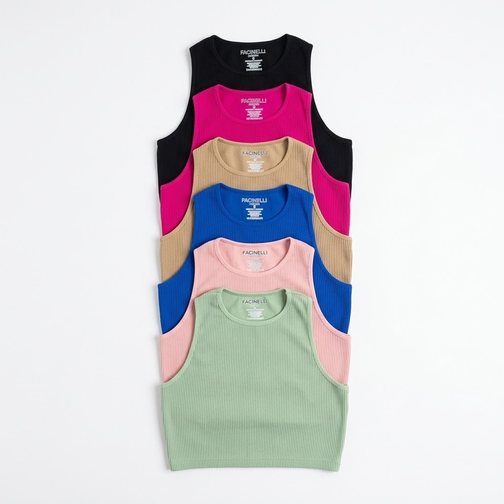 Blusa Feminina Regata Cropped Facinelli Elastica Canelada Academia Corrida