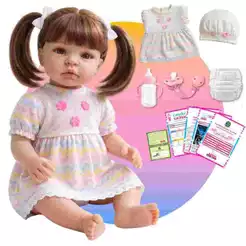 Bebê Reborn Realista Boneca Menina Em Silicone Pode Dar Banho