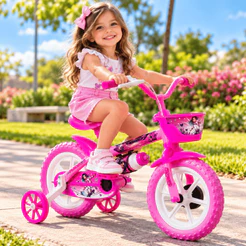 Bicicleta Infantil Aro 12 Rodinhas Cestinha e Rodinha Segura Resistente para Crianças
