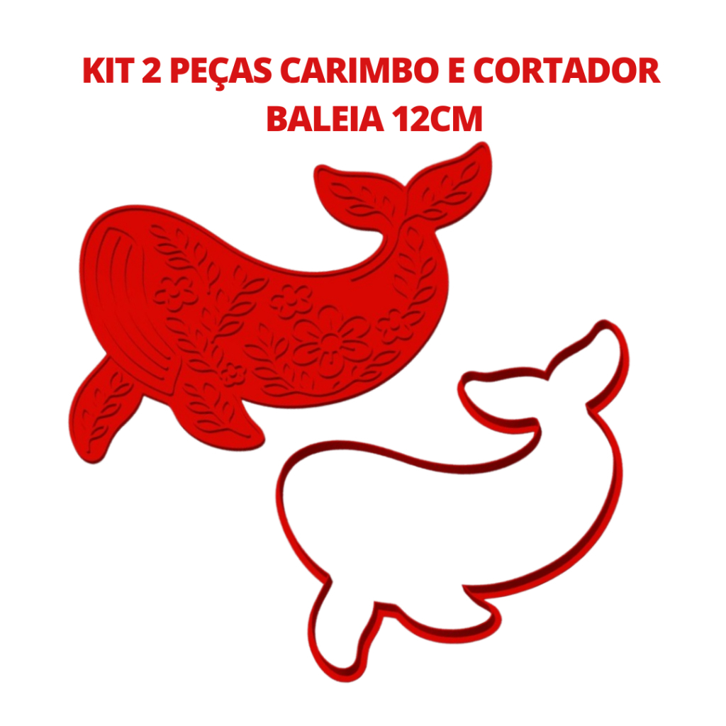 Kit 2 Peças Carimbo e Cortador Baleia Monand para Decoração
