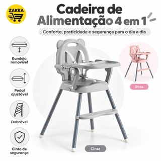 Cadeira de Alimentação Bebê -Ajustável cadeira de jantar de crianças-Conforto e Segurança 4 em 1 com Mesa P19