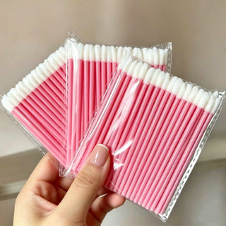 Kit 250 Pincel Aplicador Descartável de Batom Gloss Extensão Limpeza de Cílios Cotonete Maquiagem