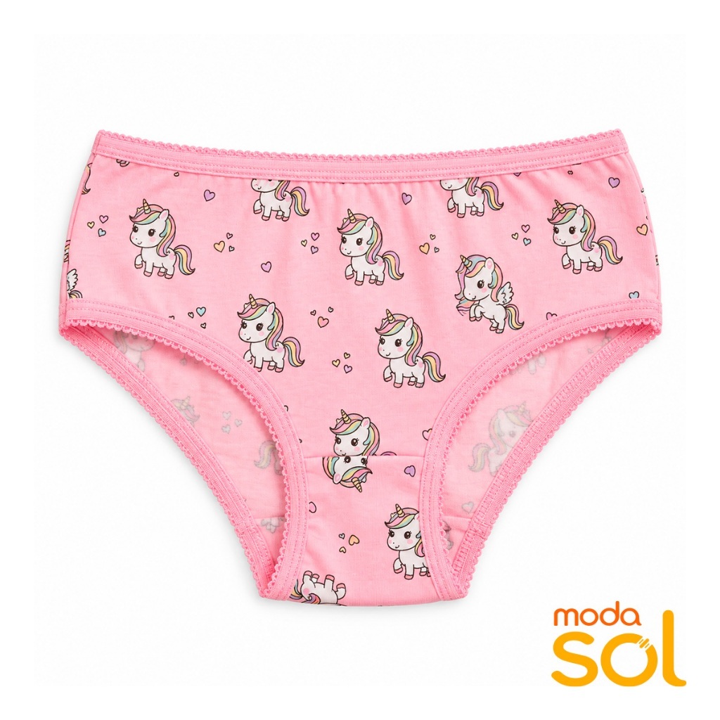 Calcinha Tanga Infantil Meninas Estampas Sortidas Confortável Tecido Respirável Para Dia a Dia