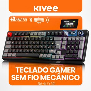 Kivee X Basike Mechanical Keyboard Triple Mode Switch Vermelho With digital Display Software programável KEY391