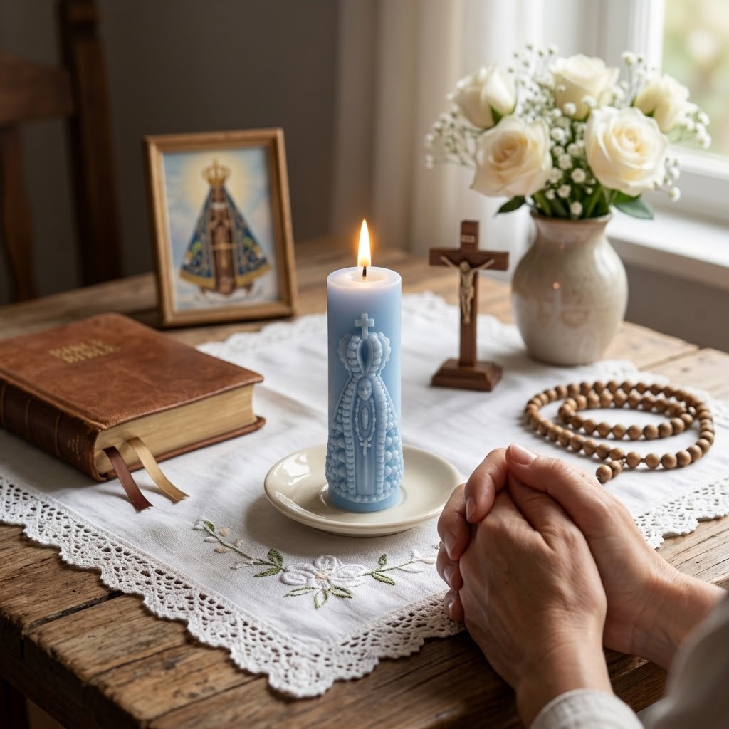 Molde de Silicone Mini Vela 7 Dias Nossa Senhora Aparecida para Velas e Lembrancinhas Religiosas — imagem 2 de 2