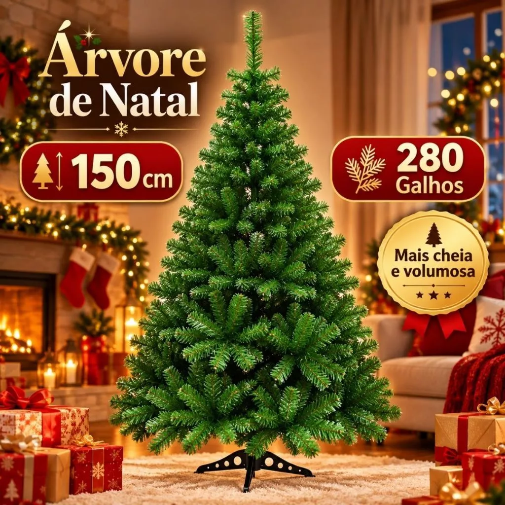 Árvore de Natal 150cm 280 Galhos Pinheiro Canadense Tradicional — imagem 1