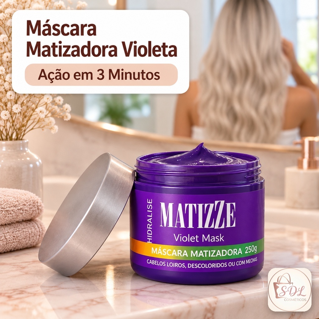 Máscara Matizadora HIDRALISE Ultra Rápida 03 minutos Cabelos Loiros Matizze Violet Loiro Platinado