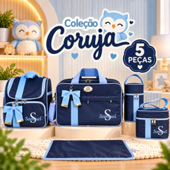 Kit Maternidade com 5 Peças Personalizado menino | Coleção Mamãe Coruja