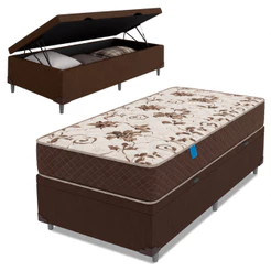 Cama Box Baú Solteiro Colchão Espuma D33 Marquês 88x188x60cm Marrom Umaflex - Suporta até 90kg por Pessoa