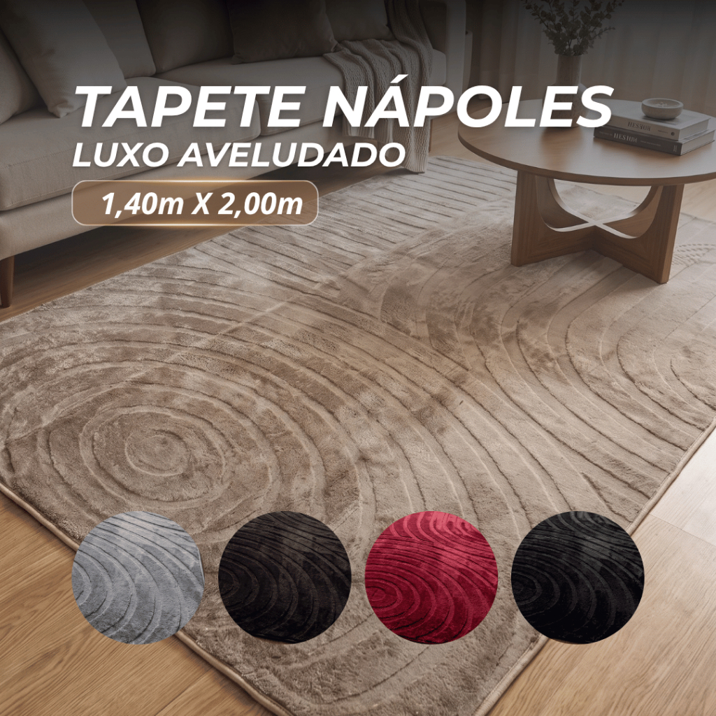 Tapete Sala 200 x 140 Grande Antiderrapante Moderno Macio Limpa Fácil Quarto Geométrico Nápoles