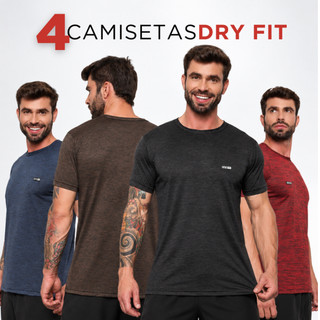 4 Camiseta Masculina Kit Camisa Dryfit Academia