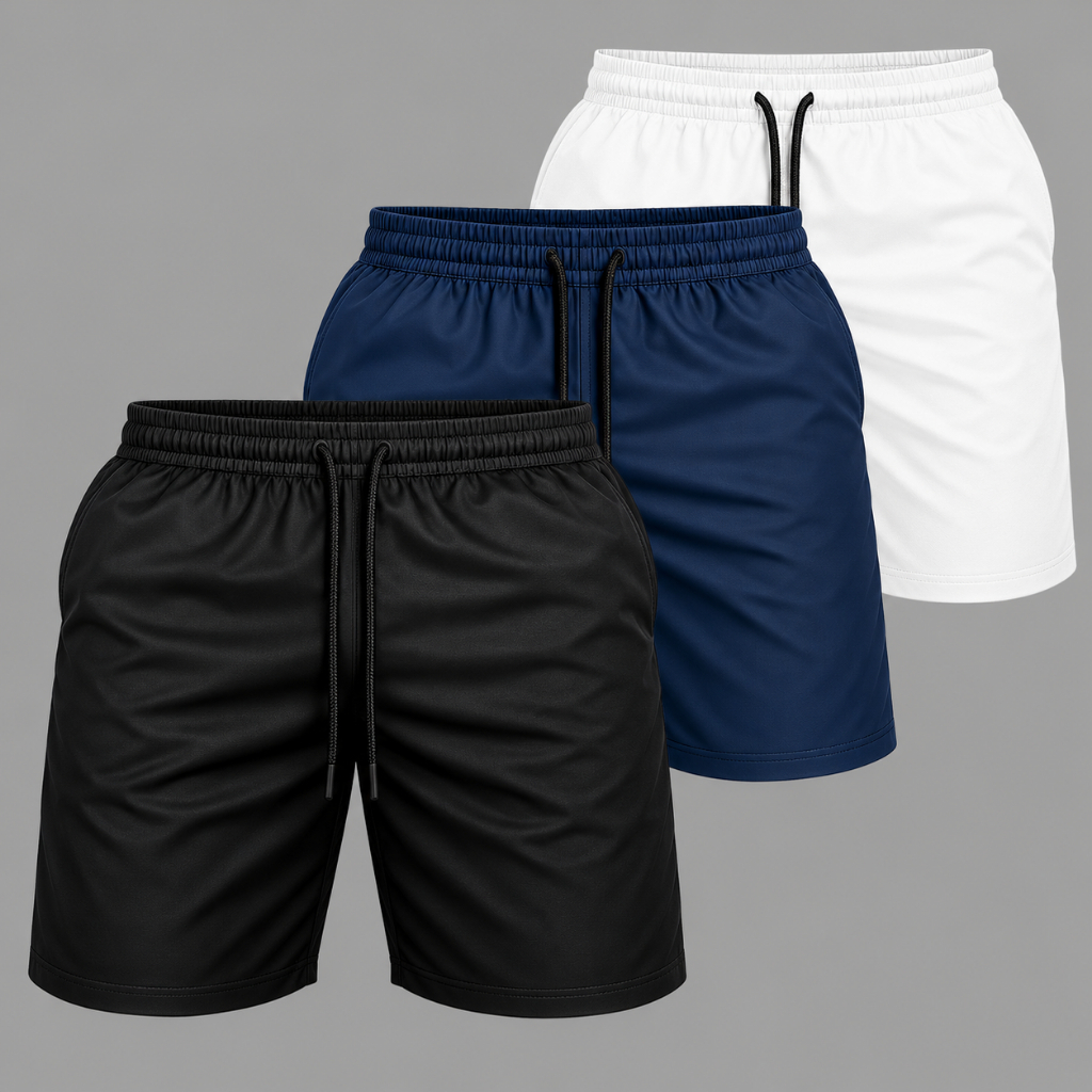 Kit 3 Shorts Tactel Com Elastano Masculino Bermuda Praia Academia Mauricinho Secagem Rápida Com Bolso