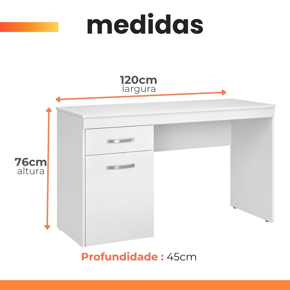 Escrivaninha Com 1 Porta 1 Gaveta Vitória New Branco Demóbile · foto 2