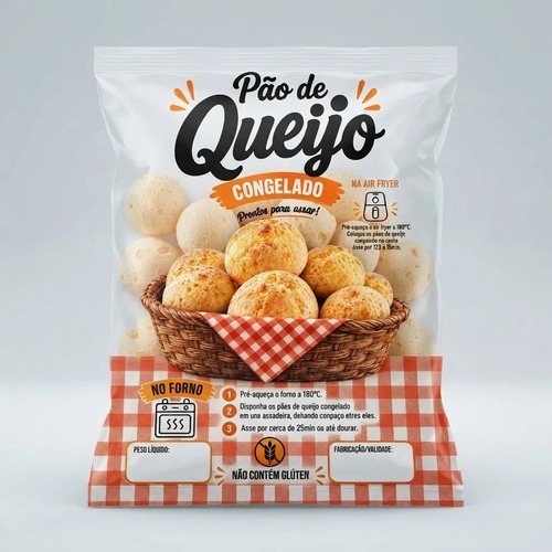 Embalagem Premium Para Pão De Queijo 1 Kg Com 100 Unidades