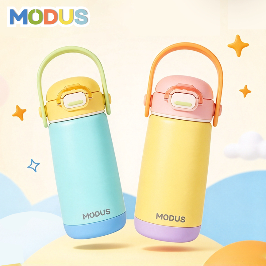Garrafa Térmica 350ML Infântil Inox Premium Portátil Com Canudo Tampa Rosqueável Bebida Quente Fria Escola Criança