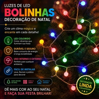 Fio de Luz LED Bola Fosca 4,5m 28 LEDs Luz Colorida Bivolt 110-220V KL-514