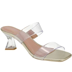 Tamanco Salto Taça Cristal Vinil Transparente Moda Blogueira 233-001