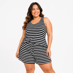 Conjunto Feminino Plus Size Short e Regata