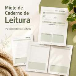 Miolo Caderno de Leituras A5 240 Páginas Diário Literário Planner de Leitura