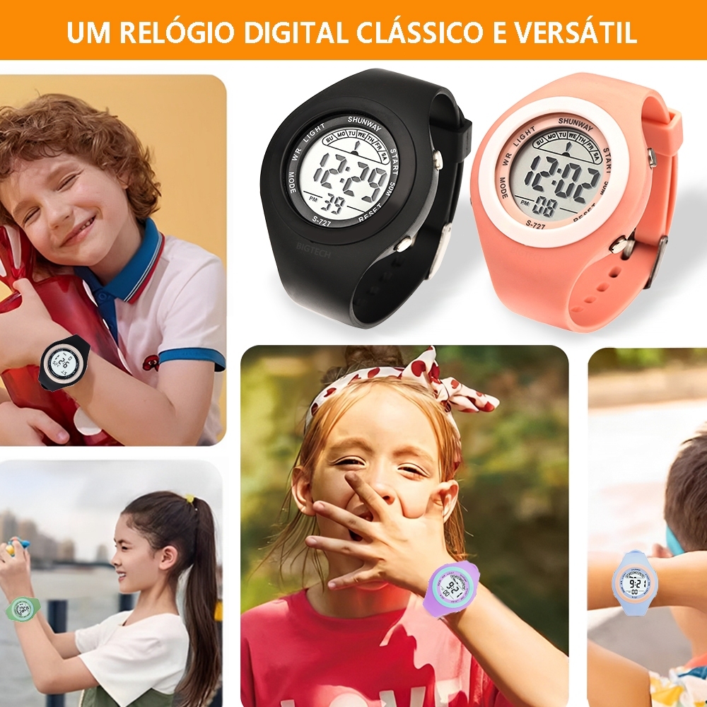 Relogio Feminino Digitais Com Caixinha Shunway Prova D'água Led Esportivas Cronômetro 2025 S-727 — imagem 2 de 2