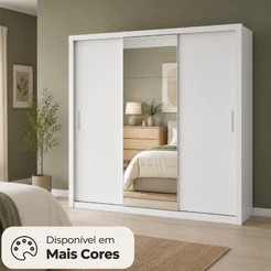 Guarda Roupa Casal com Espelho 3 Portas de Correr Luna Plus Carioca Móveis