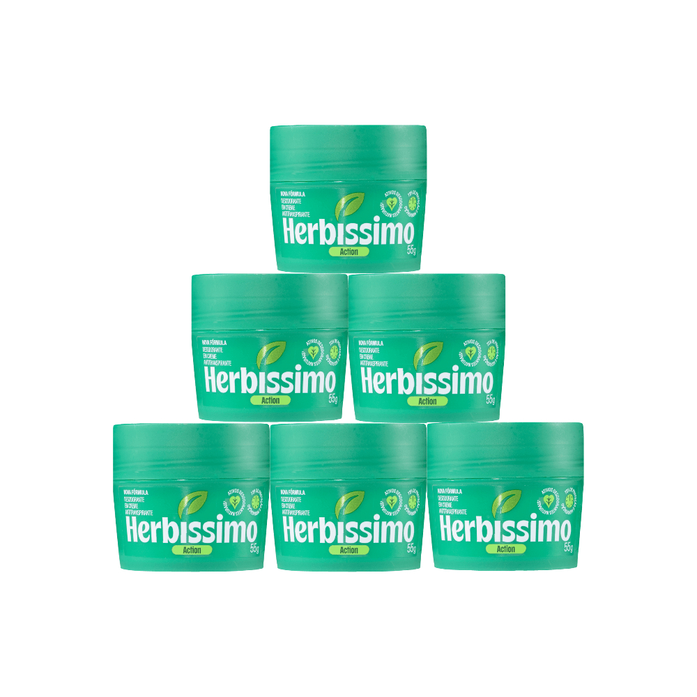 Kit Desodorante Em Creme Antitranspirante Herbíssimo Action 55g (6 unidades) · foto 2