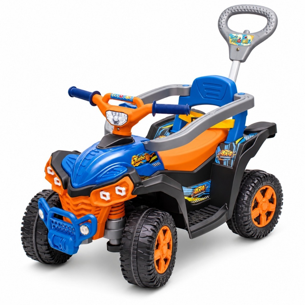 Quadriciclo Infantil de Empurrar e Carrinho de Passeio Maral Baby Quad Laranja C/ Cinto de Proteção Haster