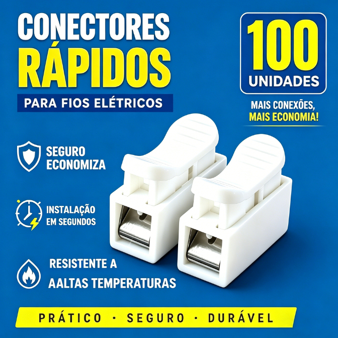 Kit 100 Peças Conector Emenda Ch 2 Vias 10a Cabo 0,5-2,5mm²
