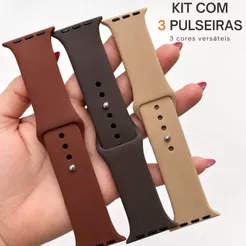 KIT 3 PULSEIRA PARA SMARTWATCH APPLE PRO ULTRA SPORT LISA 42MM 45MM 46MM 47MM 49MM 38MM 40MM 41MM