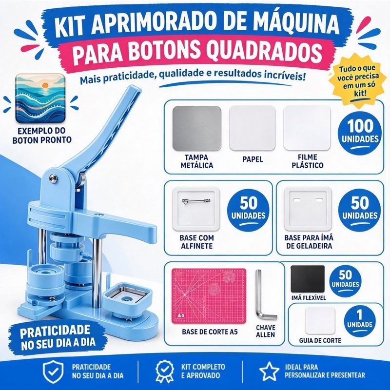 Kit Máquina de Fazer Botões Personalizados Criação de imã de Geladeira 32mm+405 Pecas Acessorios