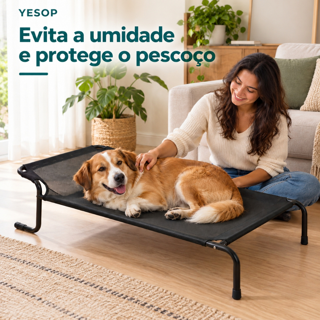 Cama Elevada para Cachorro 120x70cm Super Grande Até 70kg Resistente Textilene Yesop