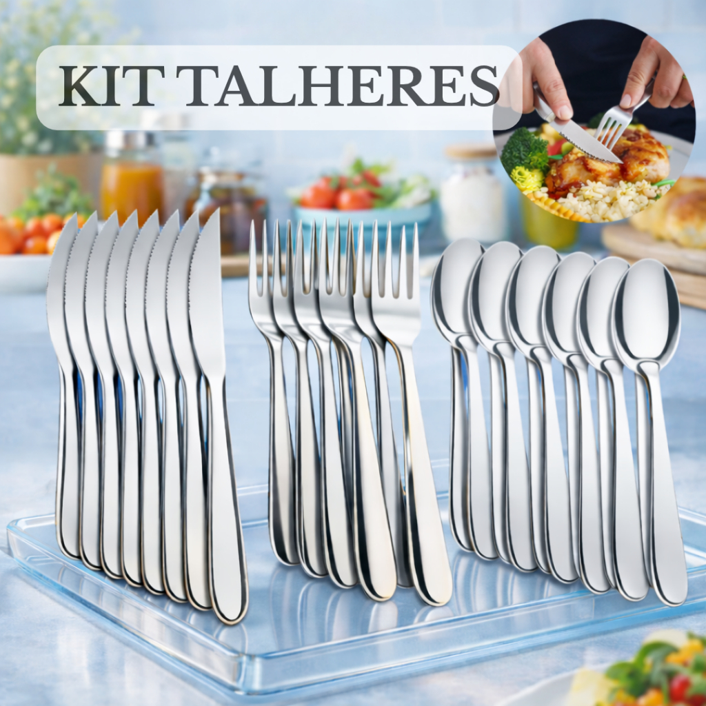 Jogo de Talheres 18 OU 36 Peças Aço Inox  Facas  Garfos e  Colheres de Mesa ESCOLHA SEU KIT
