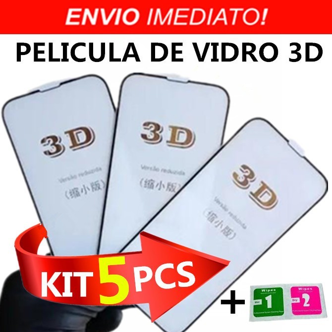 KIT 5 Película de Vidro Temperado 3D Para MOTO G04 G54 G05 G35 G06 G56 G17 G77 G20, G30, G60, G60s, G100, G100, G200