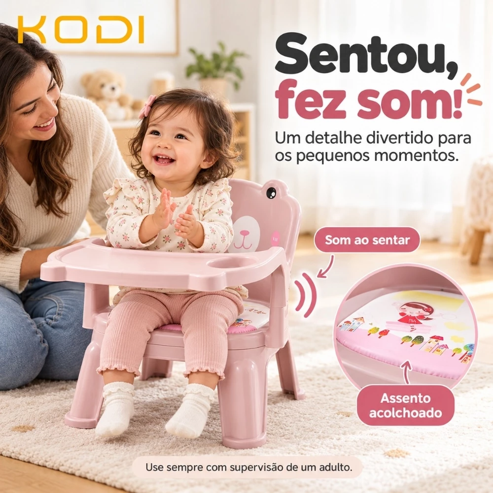 KODI Cadeira de Alimentação Infantil Plasutil Portátil com Bandeja – Poltrona para Bebê -P3