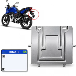 Suporte Protetor Placa Moto Mercosul Universal Aço Zincado 20x17cm