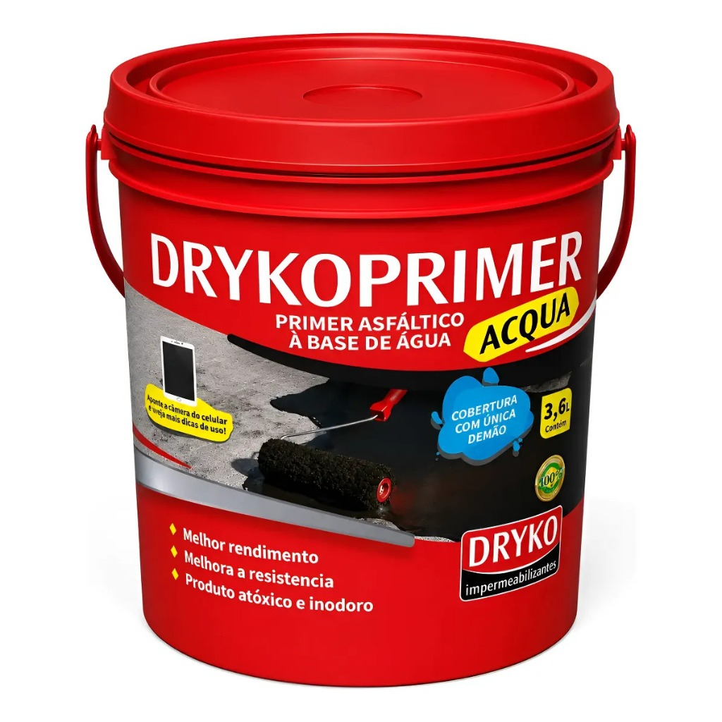 Primer Asfaltico 3,6l Acqua Base Água Telhado Dryko