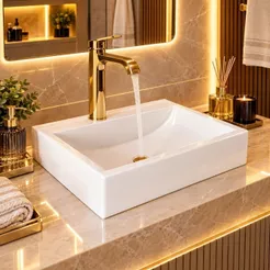 *PROMOÇÃO* Cuba Sobrepor Quadrada Lavabo Ágata Movelove Mármore Sintético 35x39cm Brilhante