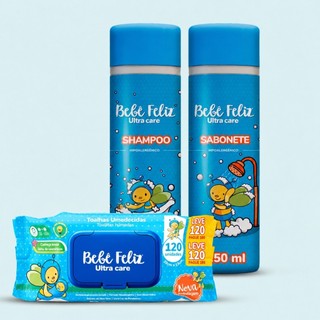 Kit Higiene Bebê Feliz Linha Completa - Shampoo Sabonete e Toalha