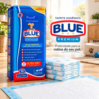 Tapete Higiênico Premium para Cachorro Ultra Absorvente Blue 82 x 60 cm 30 Unidades