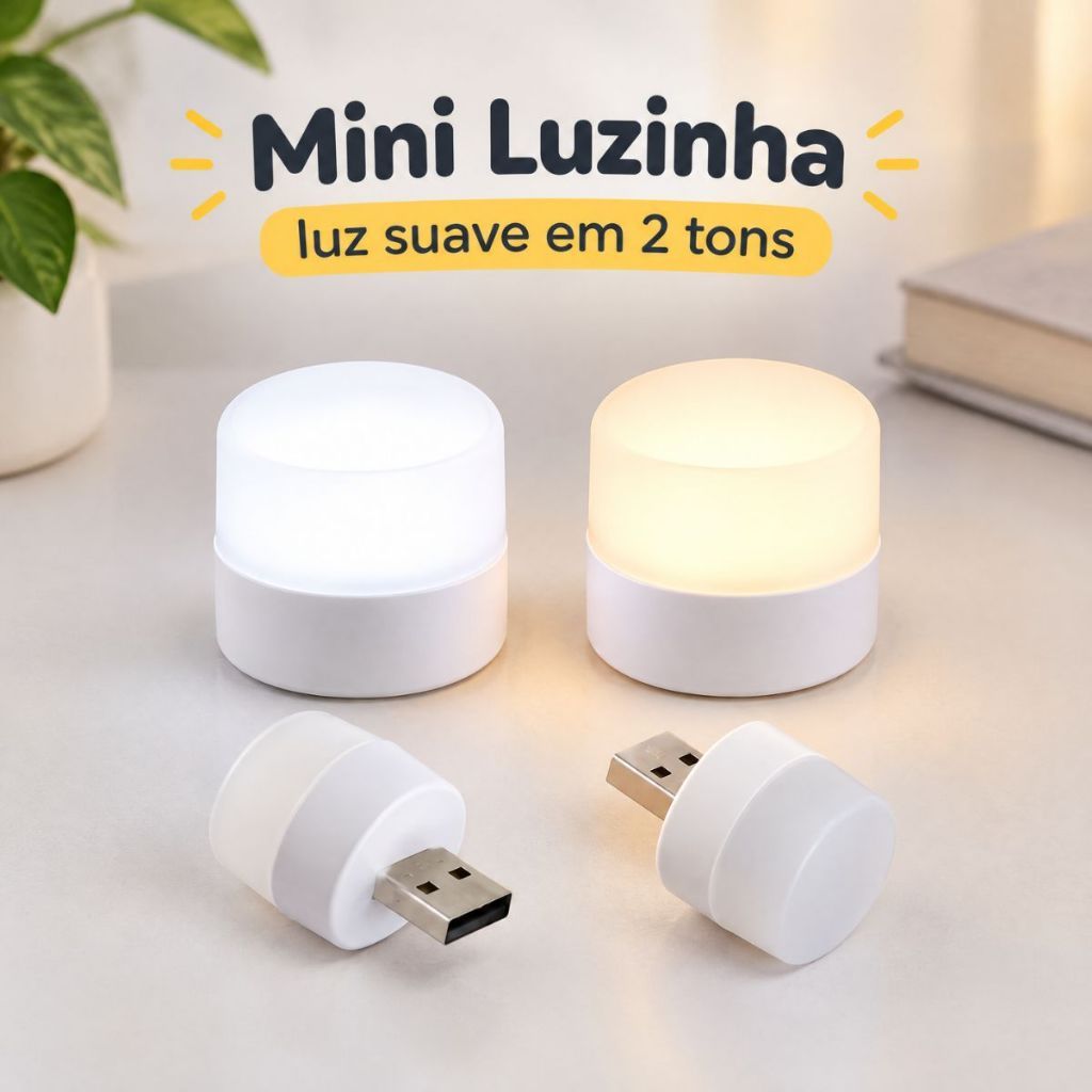 1 Un Mini Luminária USB LED Cor Fria Ou Quente Leitura Noturna Notebook Powerbank