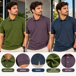 Camisa Polo Plus Size Masculina Piquet Básica Casual Confortável Ogochi Dia a Dia Estilosa