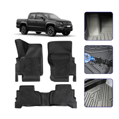 Tapete Bandeja 3D para Amarok Cabine Dupla Todos os Anos com Borda Elevada - Linha Premium